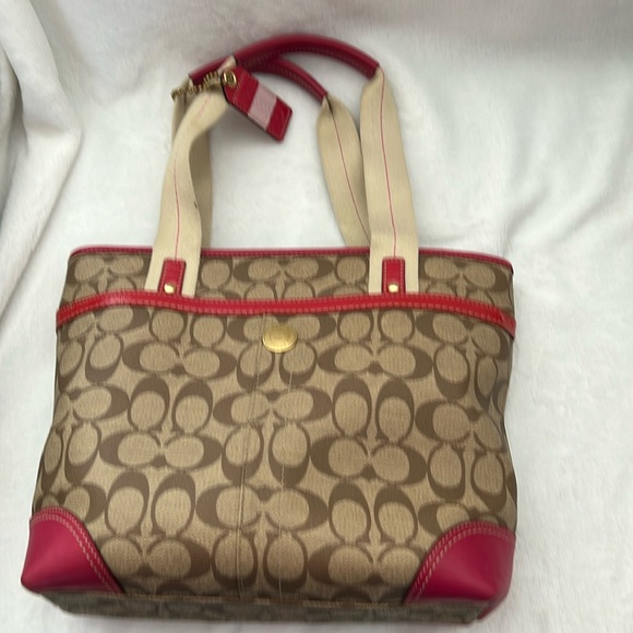 Coach gorgeous pink and brown double strap bag - Picture 5 of 9